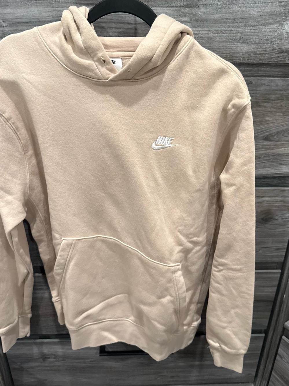 Nike Beige Hoodie with White Embroidered Logo
